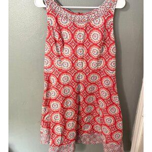 Talbots Petites 10P Sleeveless Red Printed Cotton Fit & Flare Dress